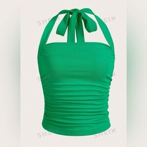 Green halter top
